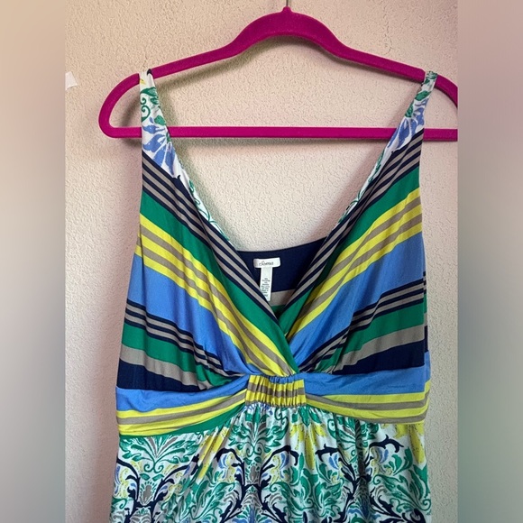 Soma Soft Multicolor Tropical Floral Stripe Print Surplice Max Dress XL - Picture 4 of 9